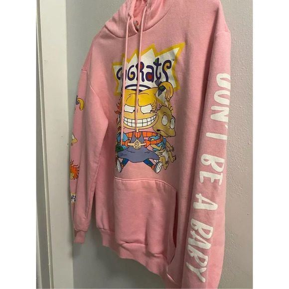 NICKELODEON RUGRATS DONT BE A BABY HOODIE UNISEX MEN WOMEN SIZE SMALL. HAS STAIN - Picture 9 of 13
